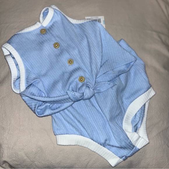 2 piece set- blue ribbed tank set - Picture 2 of 2